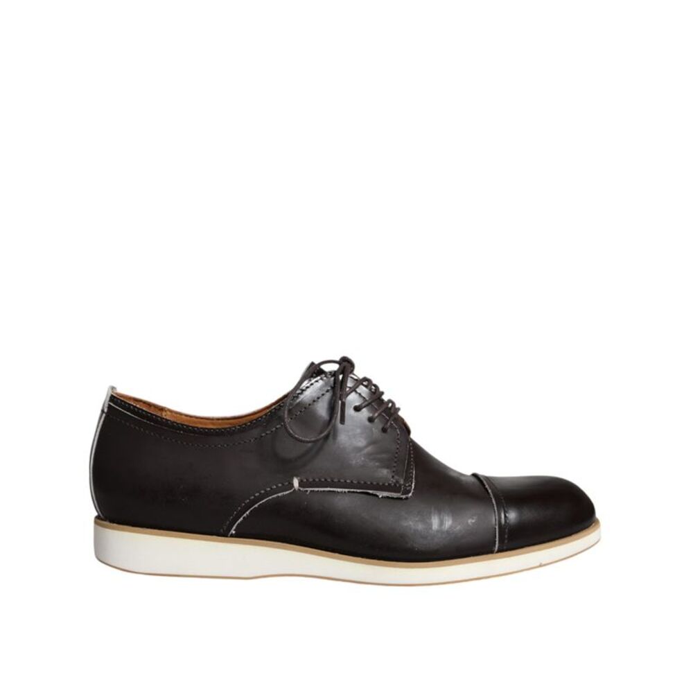 Pollini Black White Leather Lace Up Men Dress Formal Men's Shoes
